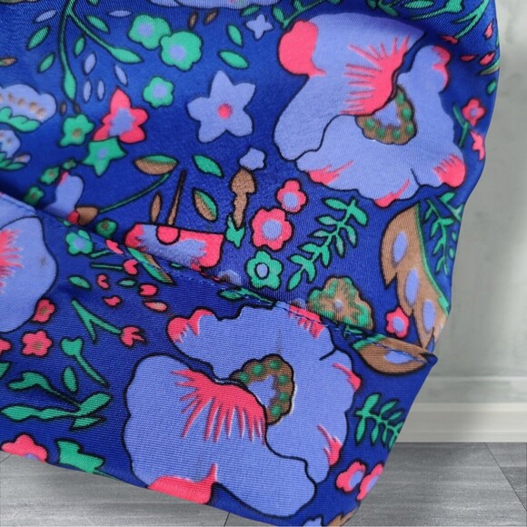 Vintage Floral Print Midi Secretary Dress Size 14 Purple Shirtwaist - Picture 16 of 16